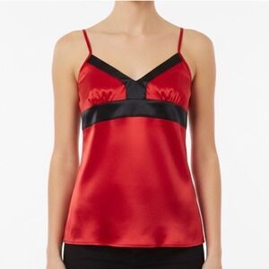 Mixit‎ Red Black Satin V Neck Babydoll Cami Bow L Holiday Party Streetwear Y2K
